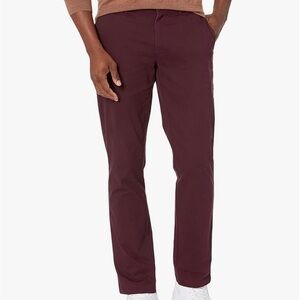Amazon Essentials 36 x 32 Men's Slim-Fit Casual Stretch Chino Burgundy Pants